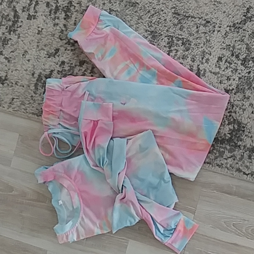 Tie-dye lounge set | pink/blue | long sleeve | S